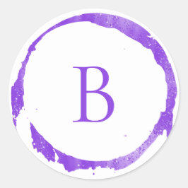 Adesivo Redondo Monograma Brilho Glitter Folha Moderno Roxo
