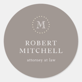 Adesivo Redondo Monograma Brown Elegant Classic Business Sticker