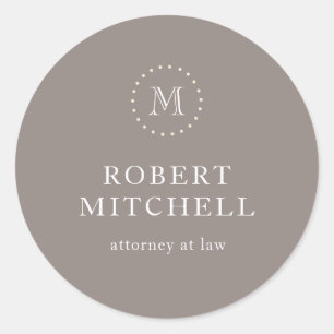 Adesivo Redondo Monograma Brown Elegant Classic Business Sticker