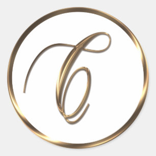 Adesivo Redondo Monograma C Faux Bronze