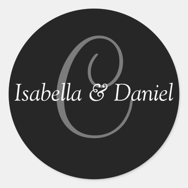 Adesivo Redondo Monograma C Selo de Casamento (Frente)