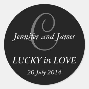 Adesivo Redondo Monograma C Stickers para Casamentos Pretos