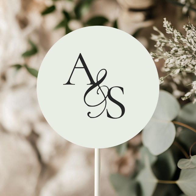 Adesivo Redondo Monograma, Casamento (Personalized, Elegant, Classic, Monogram, Wedding Sticker.)
