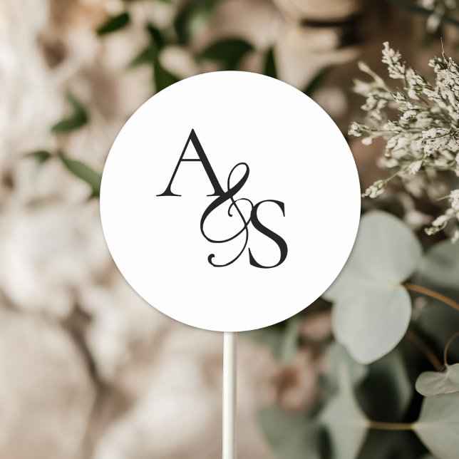 Adesivo Redondo Monograma, Casamento (Personalized, Elegant, Classic, Monogram, Wedding Sticker.)