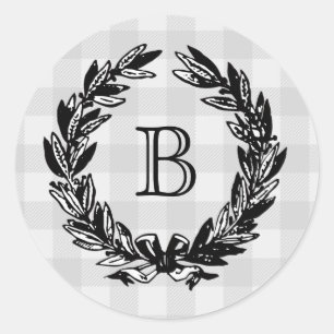 Adesivo Redondo Monograma Casamento Familiar Crest Emblem Vintage