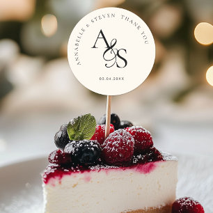 Adesivo Redondo Monograma, Casamento Obrigado