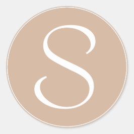 Adesivo Redondo Monograma Castanho Pálido Com Anel Branco BT