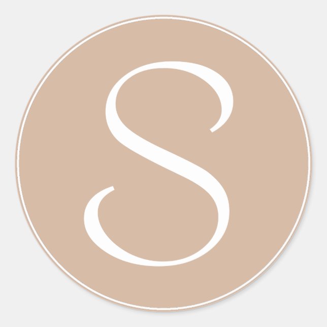 Adesivo Redondo Monograma Castanho Pálido Com Anel Branco BT (Frente)