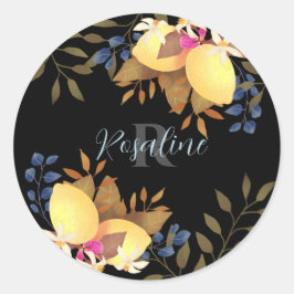 Adesivo Redondo Monograma Chic Lemon Preto