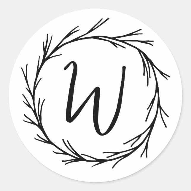 Adesivo Redondo Monograma Chic Simples e Moderno Elegante (Frente)