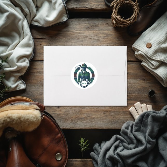 Adesivo Redondo Monograma Clássico de Pré-Disquete (Classic Preppy Charm Monogram Classic Round Sticker)