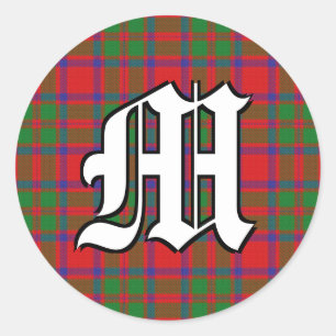 Adesivo Redondo Monograma clássico do Tartan de MacKintosh do cl