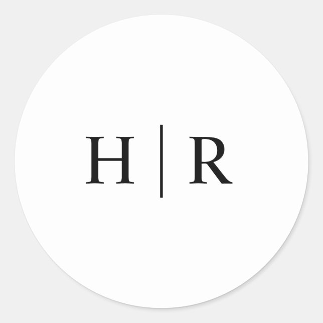 Adesivo Redondo Monograma Clássico Elegante Preto Minimalista (Frente)