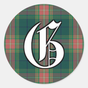 Adesivo Redondo Monograma clássico irlandês do Tartan de Gallagh