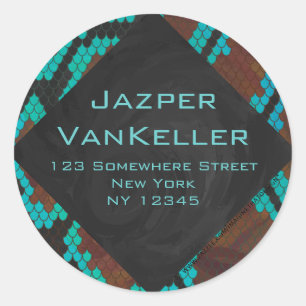 Adesivo Redondo Monograma Cobra Brown e Teal Impressão