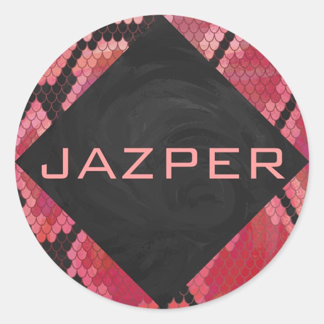 Adesivo Redondo Monograma Cobra preto e Impressão vermelho (Frente)