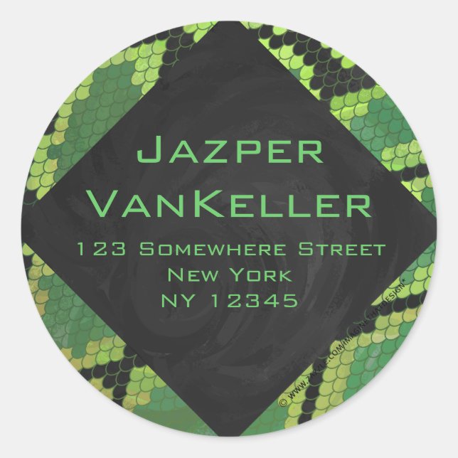 Adesivo Redondo Monograma Cobra Verde e Preto (Frente)