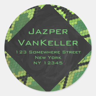 Adesivo Redondo Monograma Cobra Verde e Preto