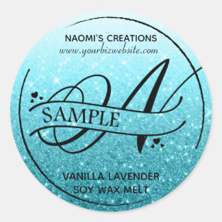 Adesivo Redondo Monograma com brilho de ouro N Produto de amostra