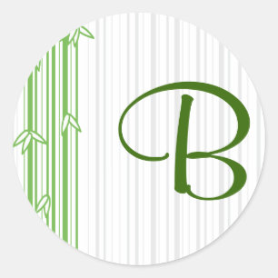 Adesivo Redondo Monograma com fundo de bambu - letra B