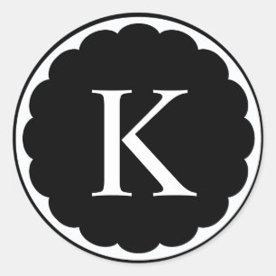 Adesivo Redondo Monograma com Moldura em Círculo Branco