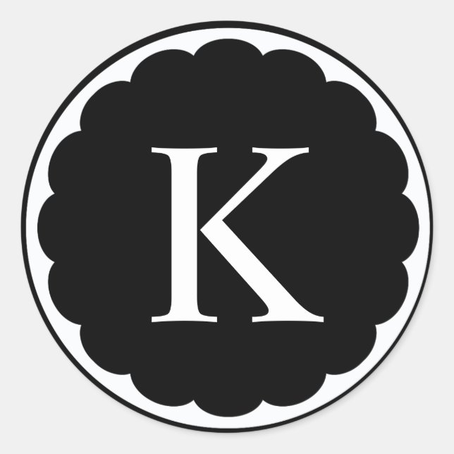 Adesivo Redondo Monograma com Moldura em Círculo Branco (Frente)