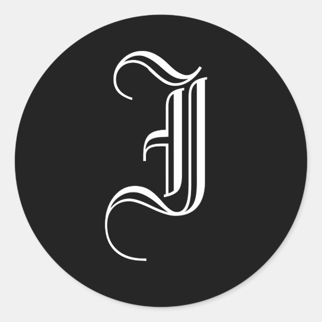 Adesivo Redondo Monograma - Concurso - Letra "I" - Antigo Inglês (Frente)