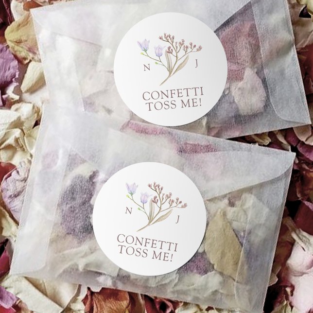 Adesivo Redondo Monograma confetti me joga casamento outono (Criador carregado)