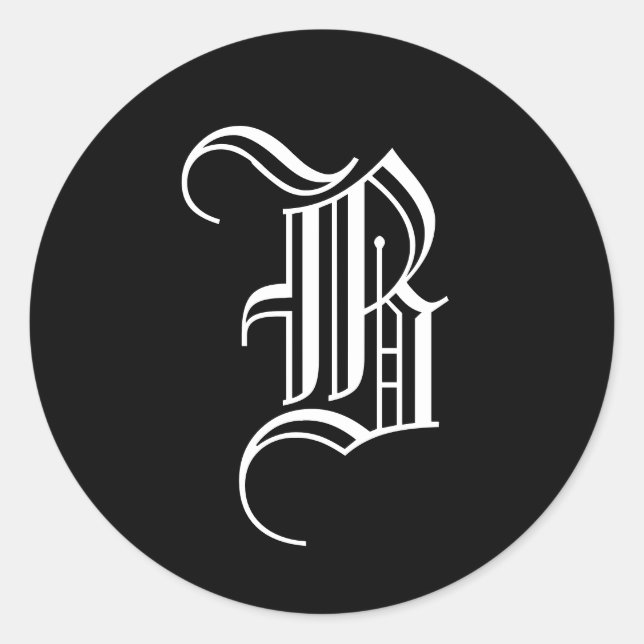 Adesivo Redondo Monograma Convite Selo "B" Antigo Estilo Inglês (Frente)