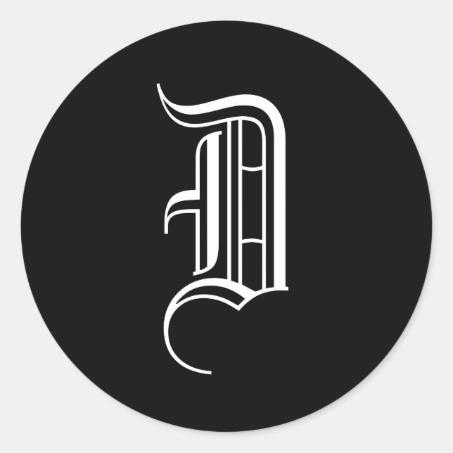 Adesivo Redondo Monograma Convite Selo "D" Antigo Estilo Inglês (Frente)