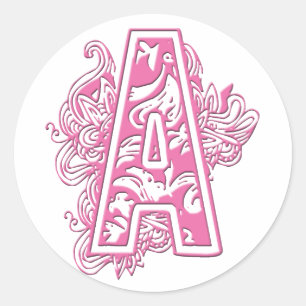 ADESIVO REDONDO MONOGRAMA COR-DE-ROSA A