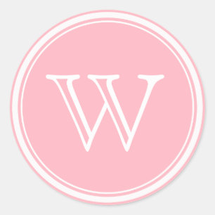 Adesivo Redondo Monograma Cor-de-rosa Envelope Selos Favoritos