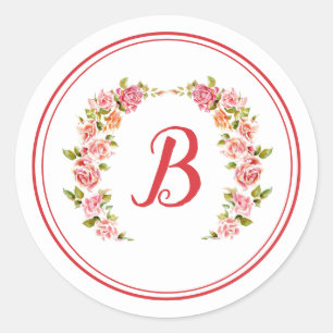Adesivo Redondo Monograma: Cor Rosa Rosa Rosa Rosa Rosa Rosa Cor -