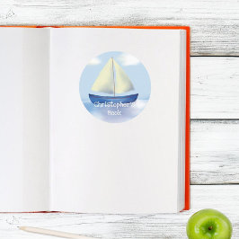 Adesivo Redondo Monograma Crianças de navegação Este livro pertenc