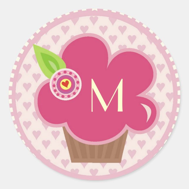 ADESIVO REDONDO MONOGRAMA CUPPYCAKE CUTIE STICKER (Frente)