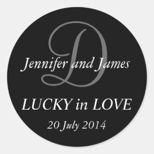 Adesivo Redondo Monograma D Stickers para Casamentos Pretos