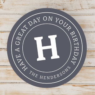 Adesivo Redondo Monograma da Família Moderna Chic Saudação de Aniv