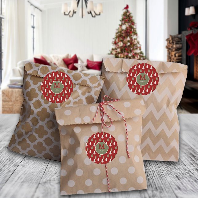 Adesivo Redondo Monograma da Família Personalizada das Árvores Clá (Criador carregado)