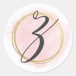 Adesivo Redondo Monograma da Letra Z Rosa Bege Aquarela Dourado Ch
