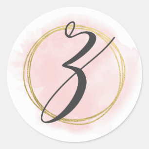 Adesivo Redondo Monograma da Letra Z Rosa Bege Aquarela Dourado Ch