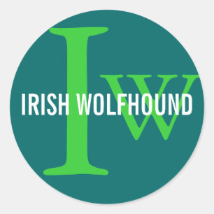 Adesivo Redondo Monograma da raça do Wolfhound irlandês