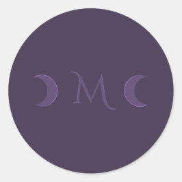 Adesivo Redondo Monograma das luas violetas empoeiradas