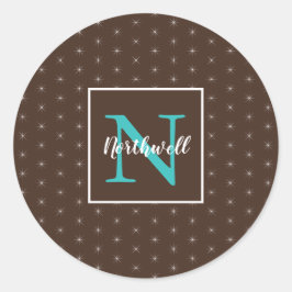 Adesivo Redondo Monograma das luzes de brilho ID594