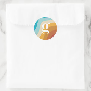 Adesivo Redondo Monograma das ondas Abstrato do arco-íris colorida