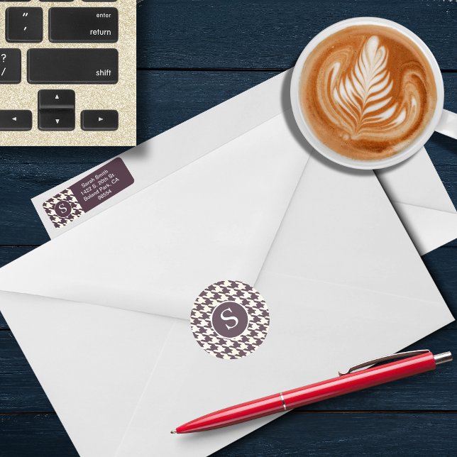 Adesivo Redondo Monograma de ameixa Roxo Moderno (Criador carregado)