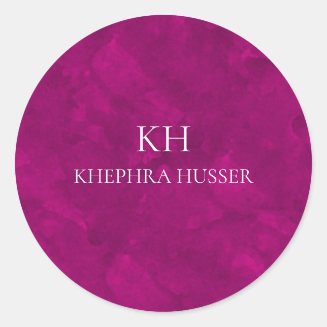 Adesivo Redondo Monograma de Aquarela Rosa (Frente)