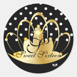 Adesivo Redondo Monograma de Bolinhas Pretas Branco S-16-Cust.