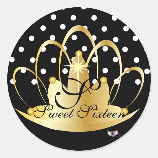 Adesivo Redondo Monograma de Bolinhas Pretas Branco S-16-Cust. (Frente)