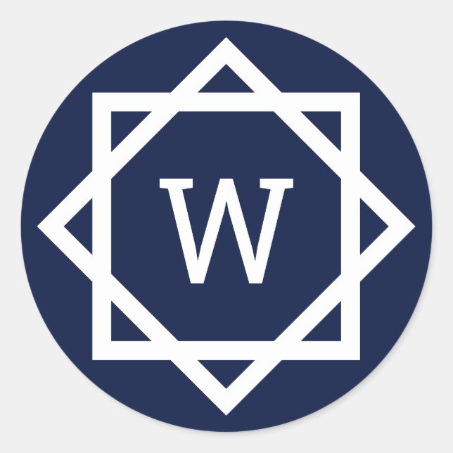 Adesivo Redondo Monograma de Borda Gráfica de Pré-Disquete (Frente)