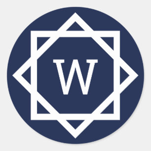 Adesivo Redondo Monograma de Borda Gráfica de Pré-Disquete